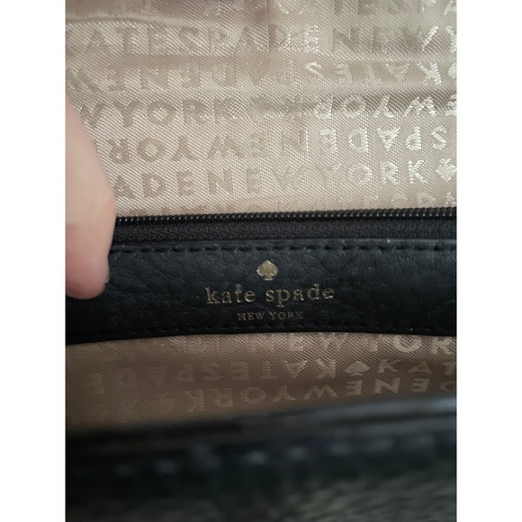 Kate Spade Black Pebbled Leather Crossbody Shoulder Bag Mini Gold Old Money - Picture 8 of 12